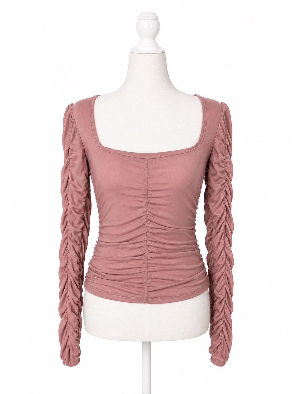 Anthropologie By Anthropologie Ruched Mesh Top S Mauve Square Neck Y2K